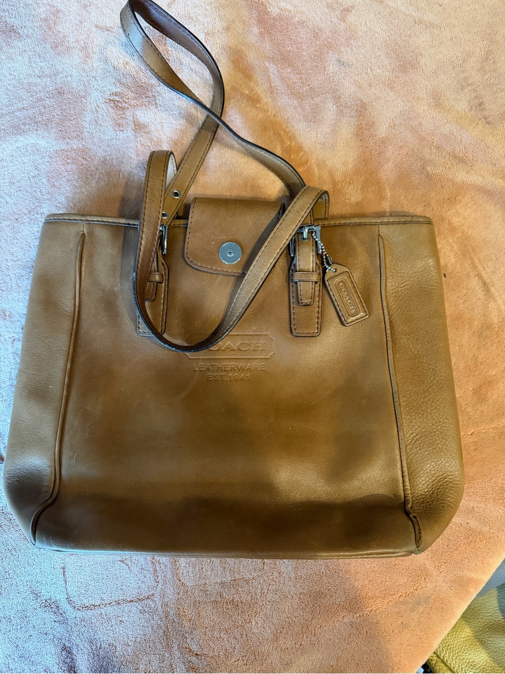 Coach Brown Leather Tote with Double Straps